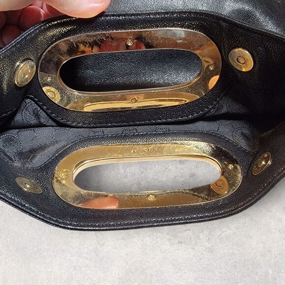 Michael Kors Black Leather Clutch Crossbody Shoulder Handbag Purse Detach Strap - Picture 11 of 16